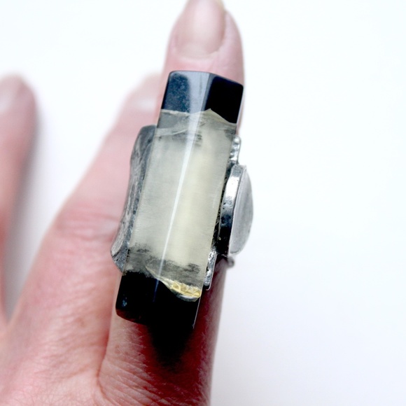 Anne-Marie Chagnon extra large bague ring wide pewter resin étain size US 8 - Picture 8 of 14